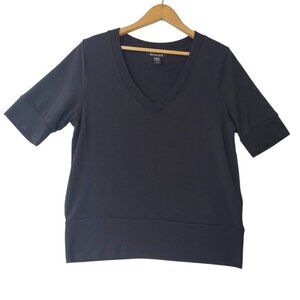 Athleta Womens Black Short-Sleeve V-Neck Tencel Modal Blend Top Size M